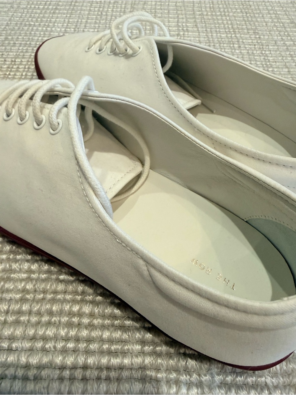 The Row White Canvas Lace-Up Sneakers with Dark Trim - Picture 5 of 5